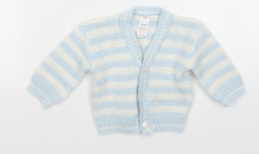 Preworn Boys Multicoloured Striped  Cardigan Jumper Size 6-9 Months