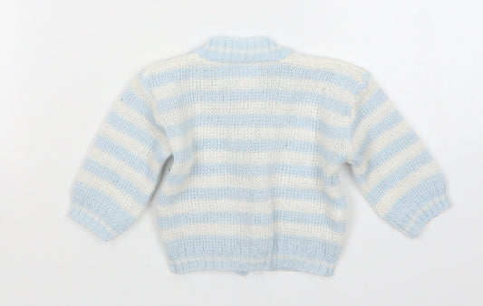 Preworn Boys Multicoloured Striped  Cardigan Jumper Size 6-9 Months