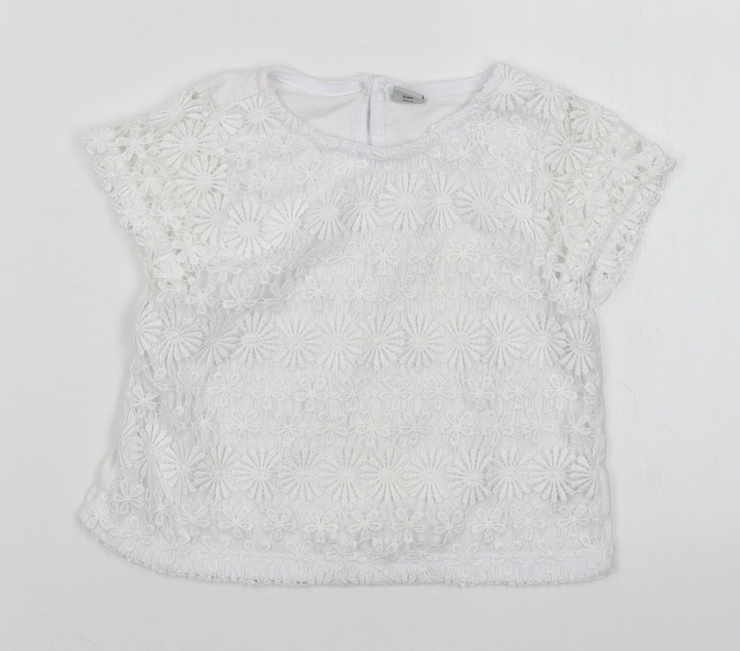 TU Girls White Floral  Basic T-Shirt Size 6 Years