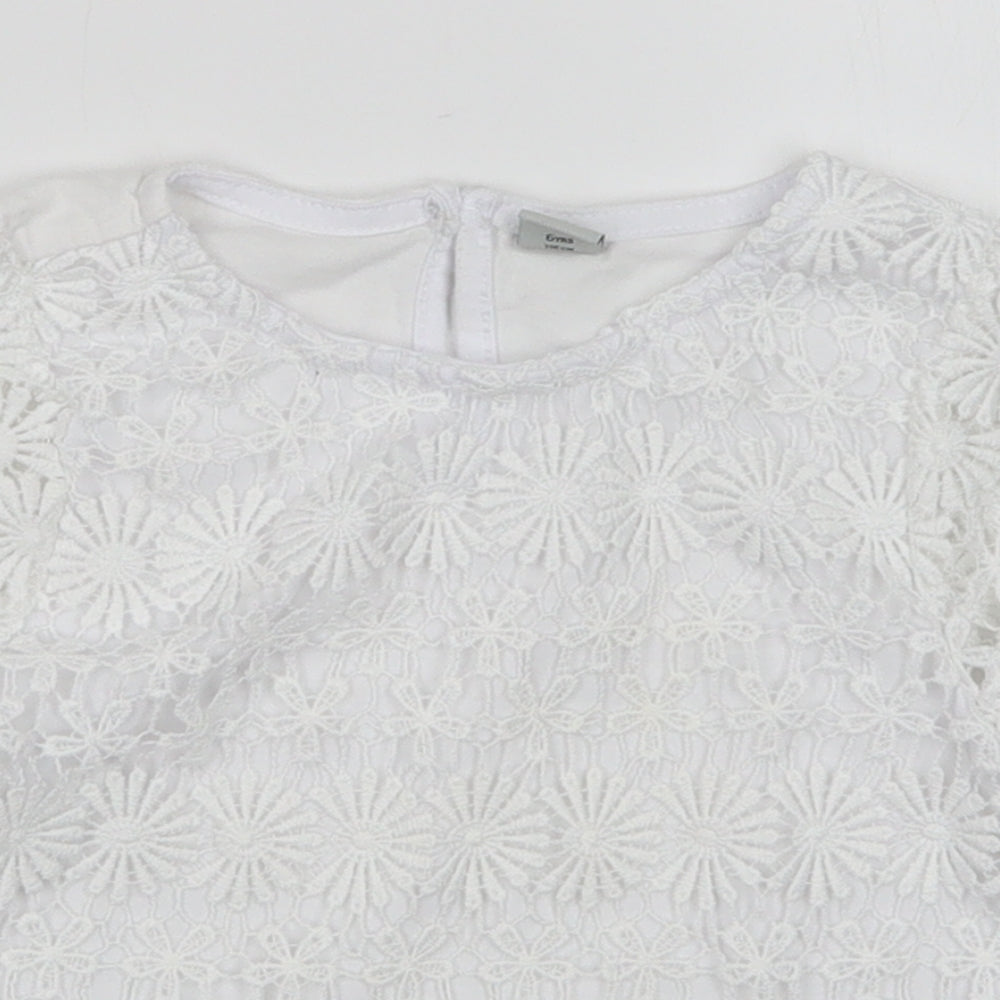 TU Girls White Floral  Basic T-Shirt Size 6 Years