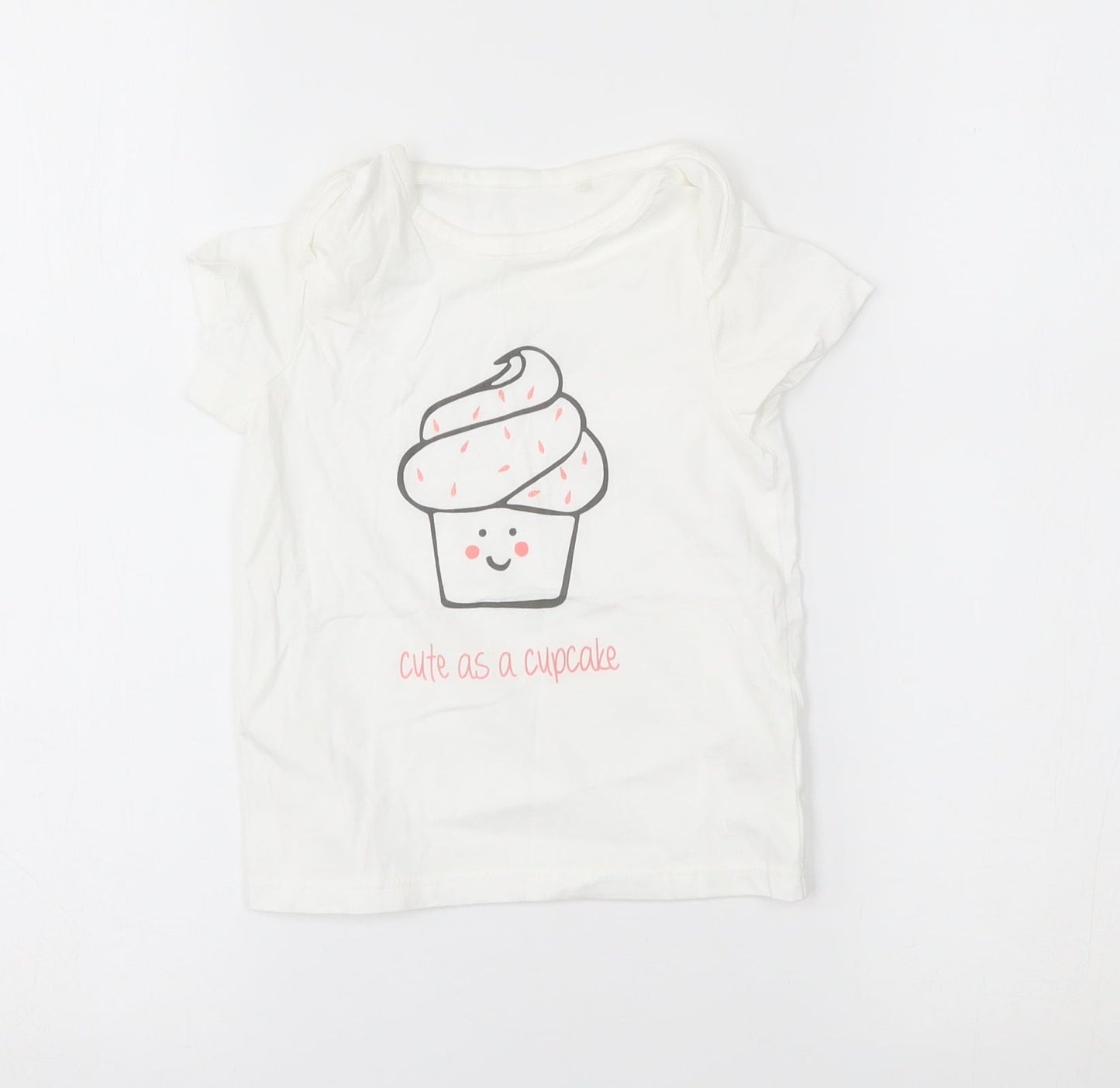 NEXT Girls White   Basic T-Shirt Size 12-18 Months  - cute as a cupcake
