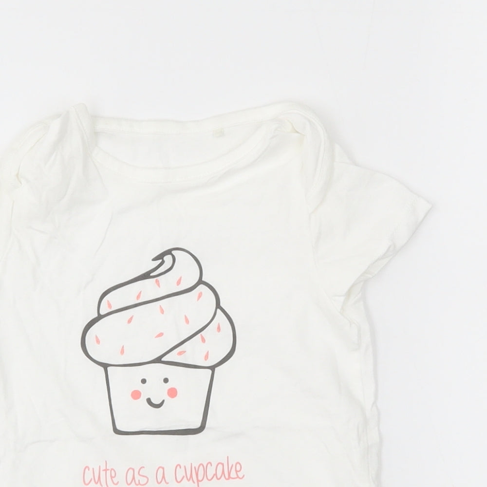 NEXT Girls White   Basic T-Shirt Size 12-18 Months  - cute as a cupcake