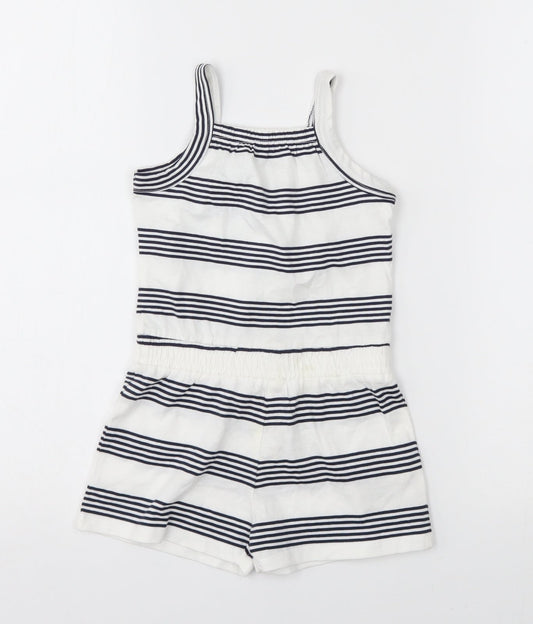 Nutmeg Girls White Striped  Romper One-Piece Size 2-3 Years