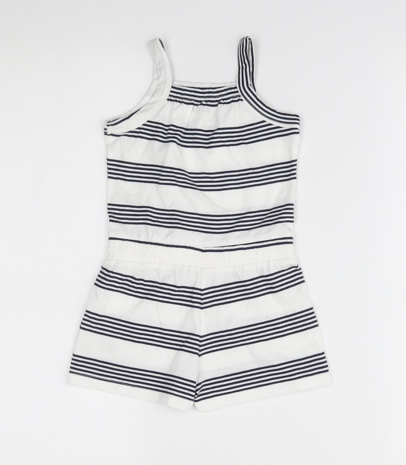 Nutmeg Girls White Striped  Romper One-Piece Size 2-3 Years