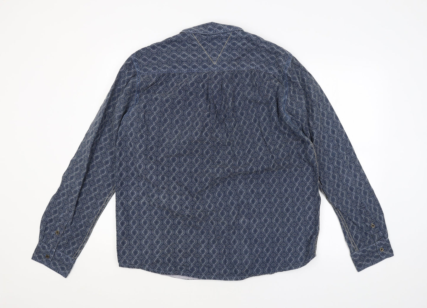 Preworn Mens Blue Argyle/Diamond   Button-Up Size L