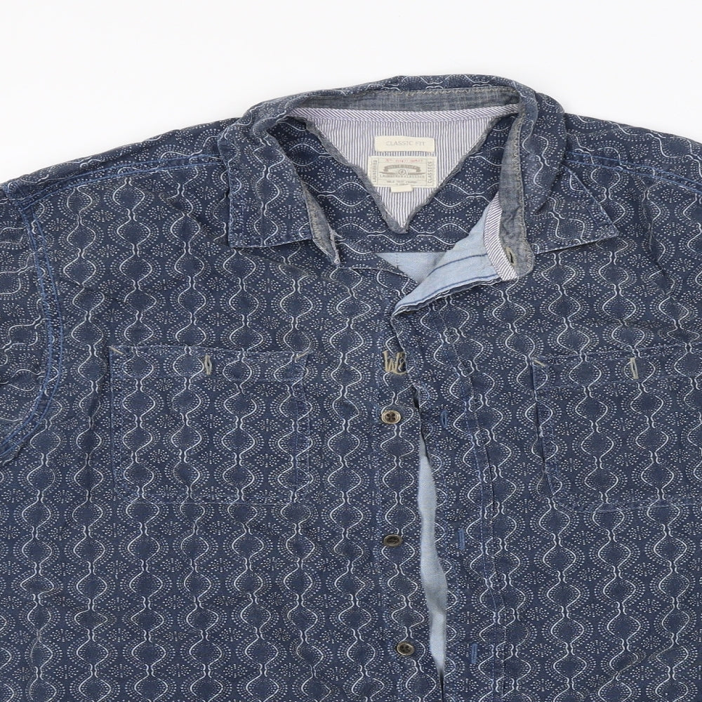Preworn Mens Blue Argyle/Diamond   Button-Up Size L