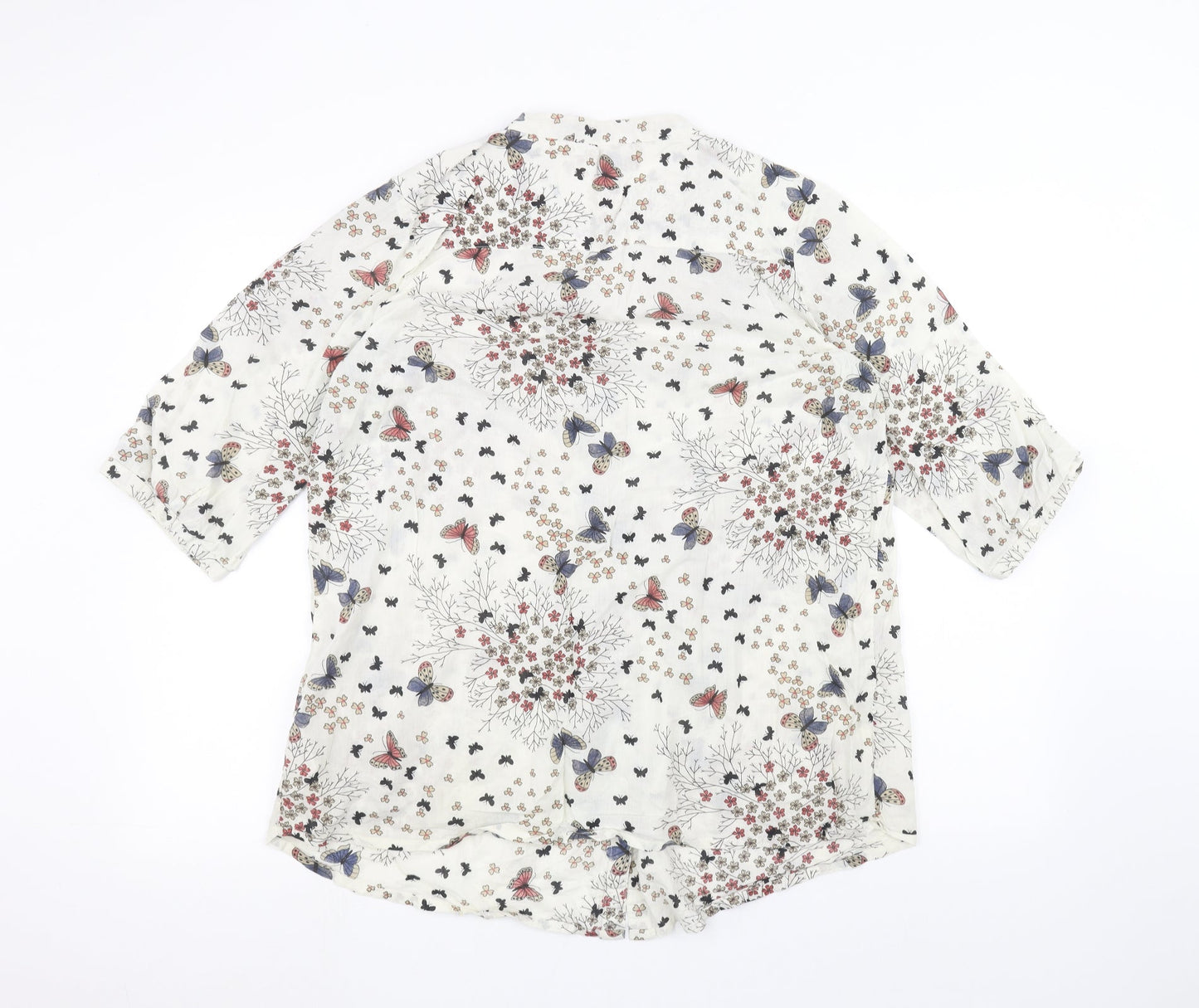 Being casual Womens White Floral  Basic Button-Up Size 16