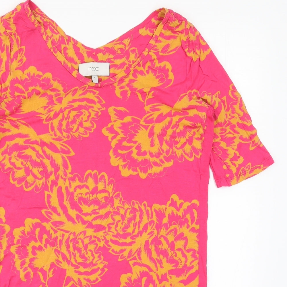 NEXT Womens Pink Floral  Basic T-Shirt Size 6
