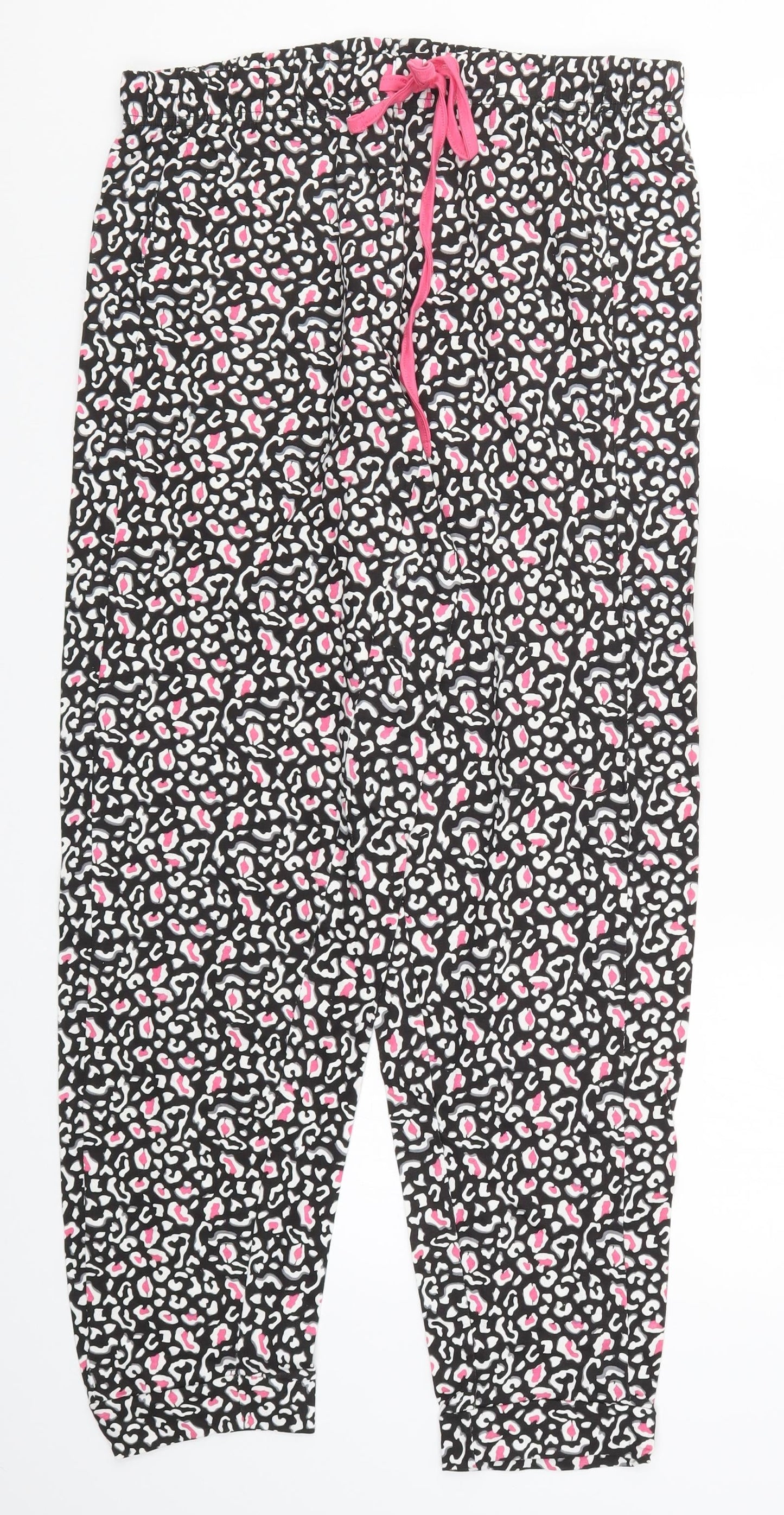 Preworn Womens Pink Animal Print  Trousers  Size L L30 in - Black and Pink Loungewear