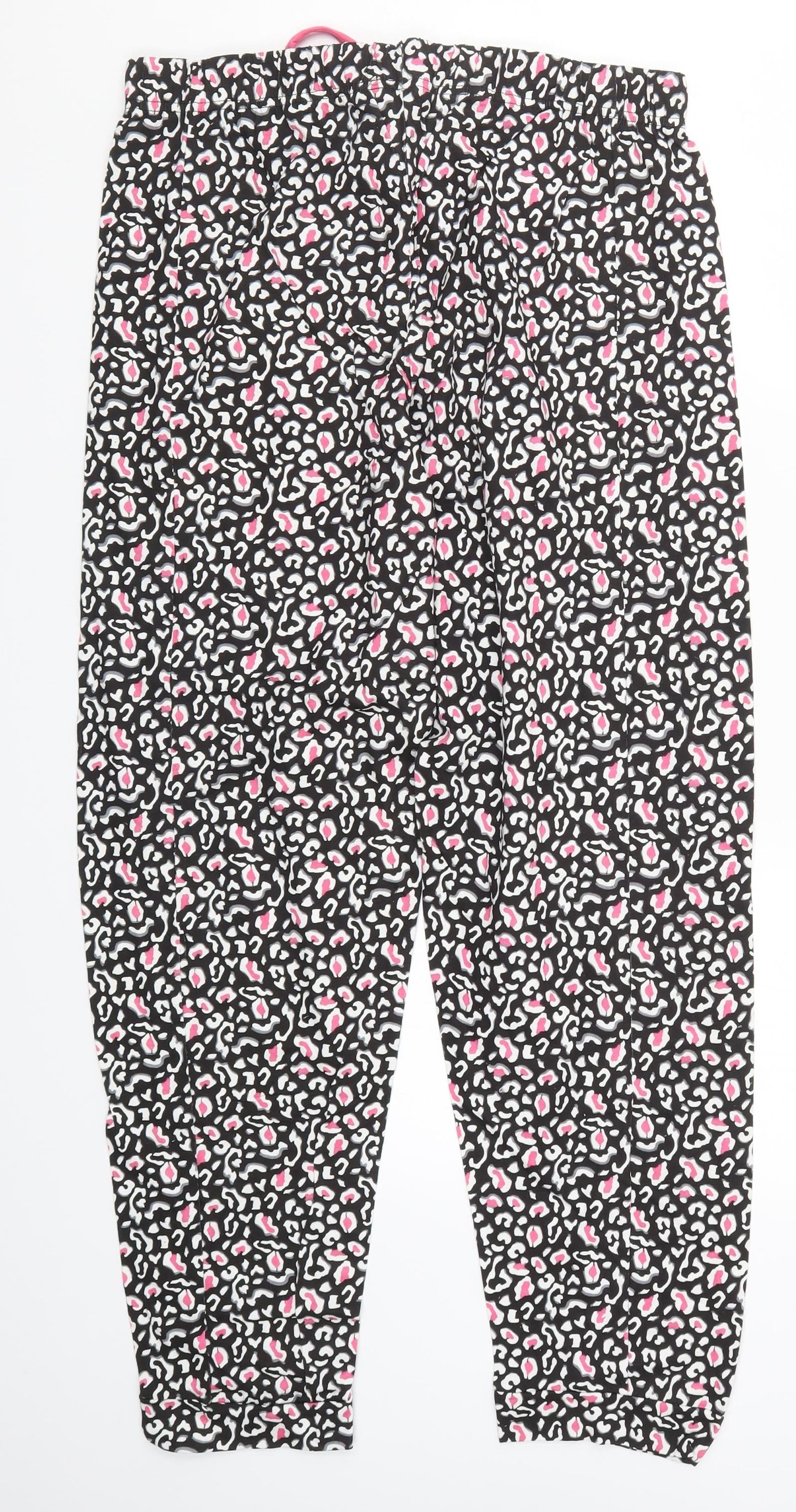 Preworn Womens Pink Animal Print  Trousers  Size L L30 in - Black and Pink Loungewear