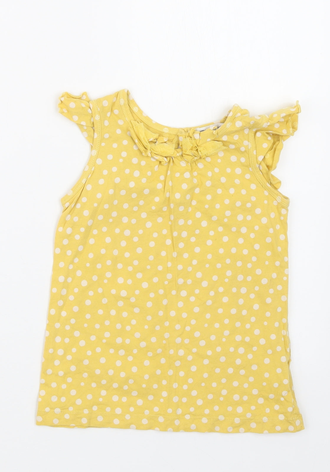Autograph Girls Yellow Polka Dot  Basic T-Shirt Size 4-5 Years