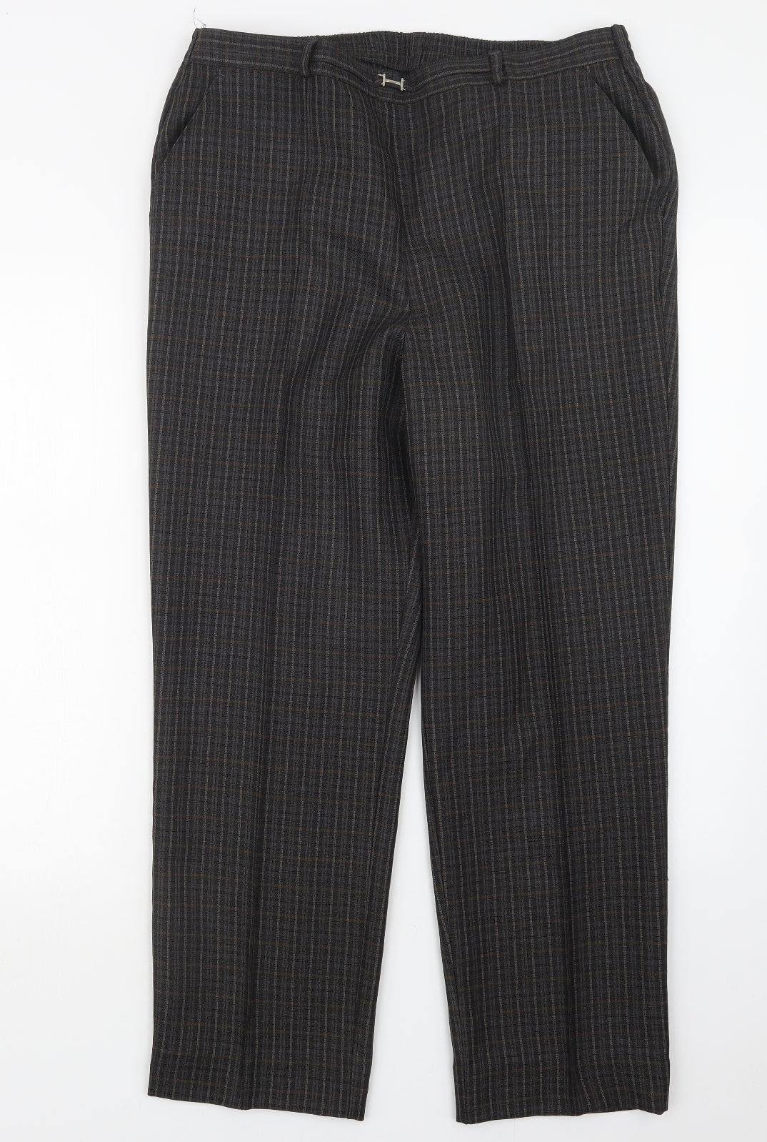 Marks and Spencer Womens Brown Check  Trousers  Size 16 L28 in