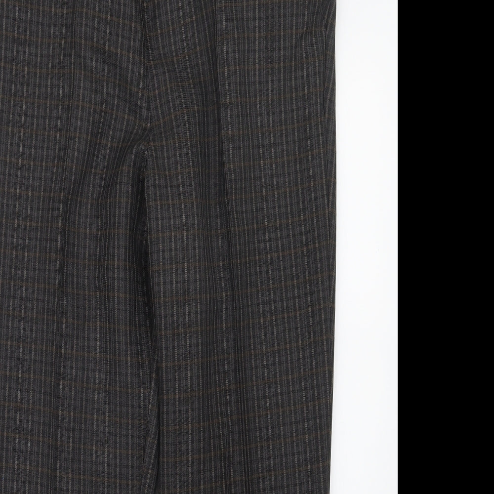 Marks and Spencer Womens Brown Check  Trousers  Size 16 L28 in
