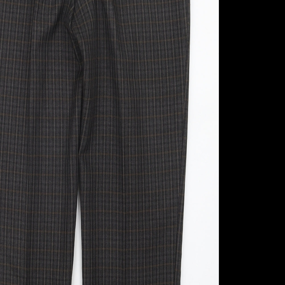 Marks and Spencer Womens Brown Check  Trousers  Size 16 L28 in