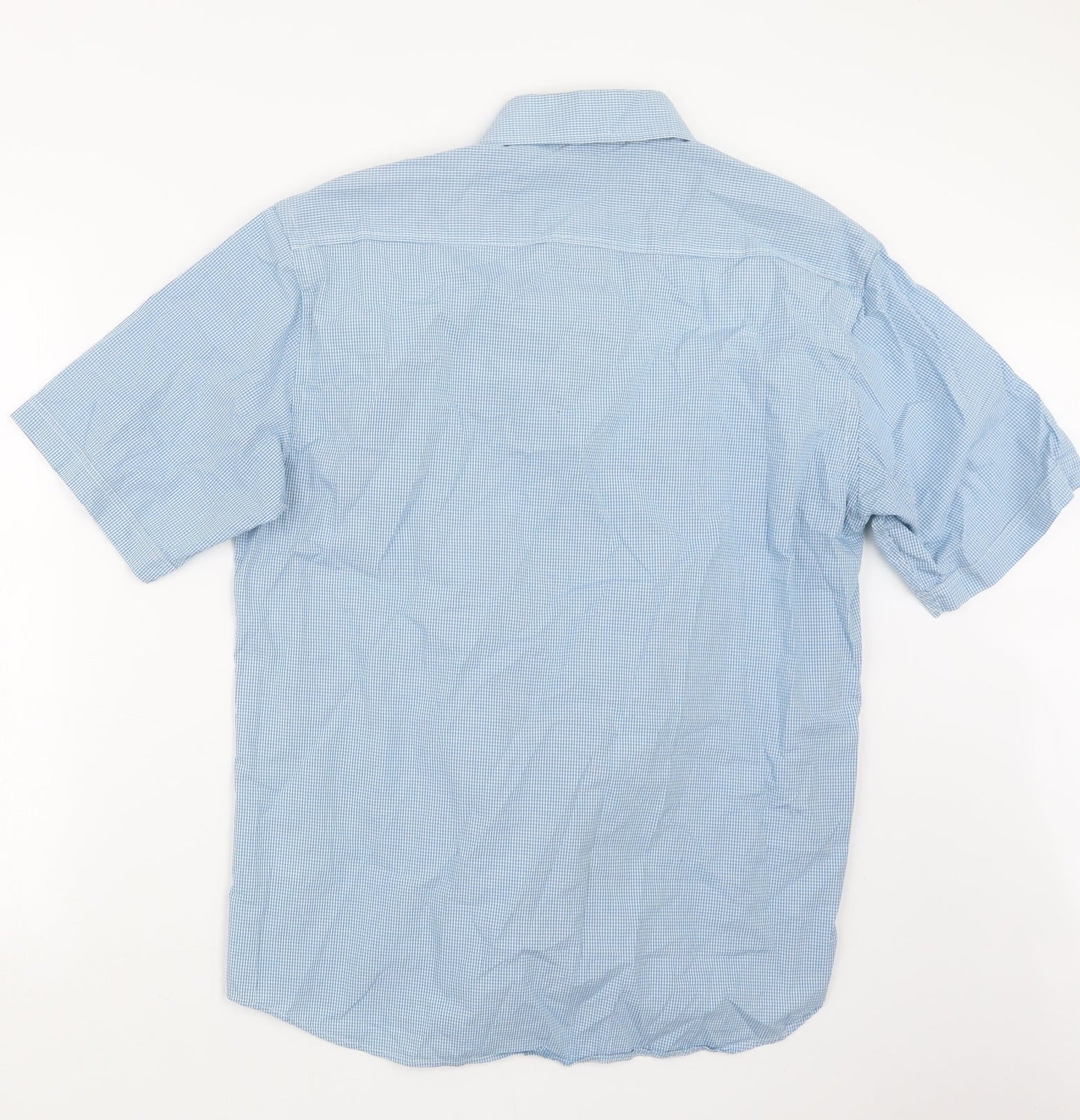 Greenwoods Mens Blue Check   Button-Up Size L