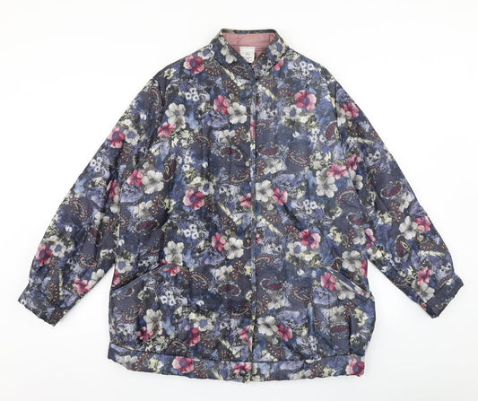 Preworn Womens Blue Floral  Pea Coat Coat Size M