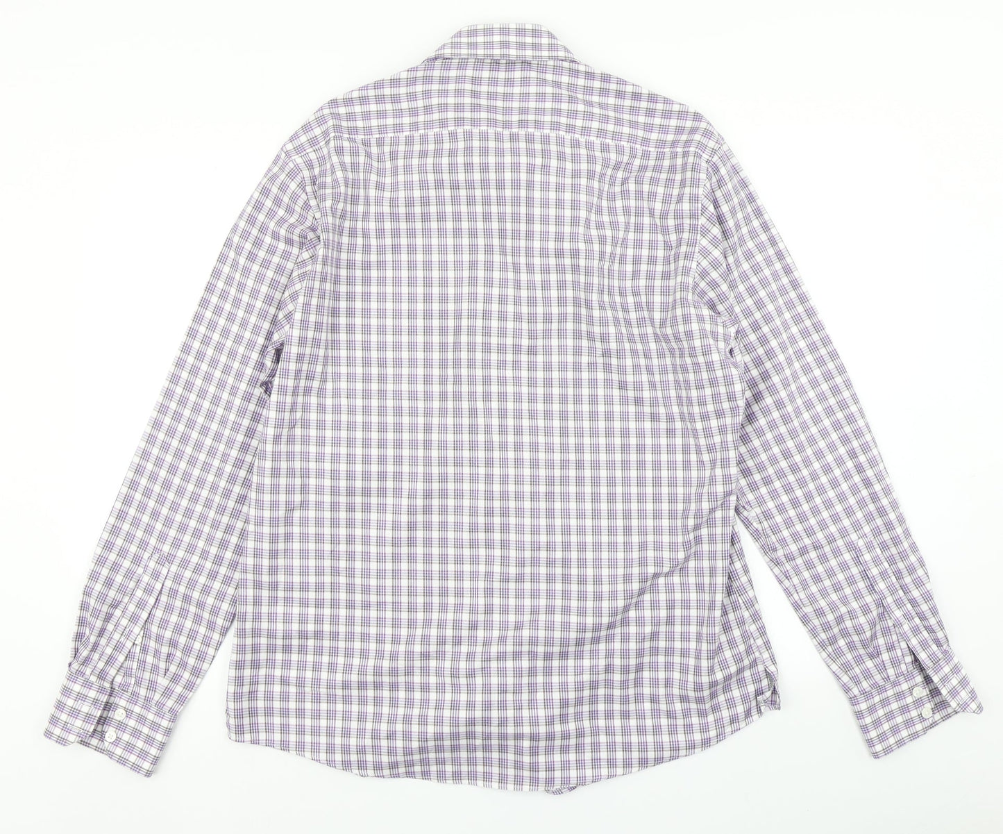 Collezione Mens Purple Plaid   Button-Up Size L