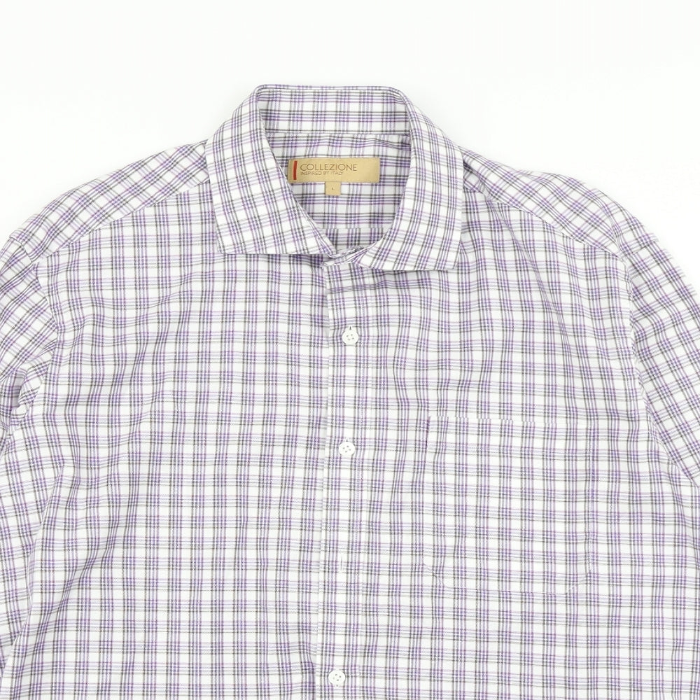 Collezione Mens Purple Plaid   Button-Up Size L