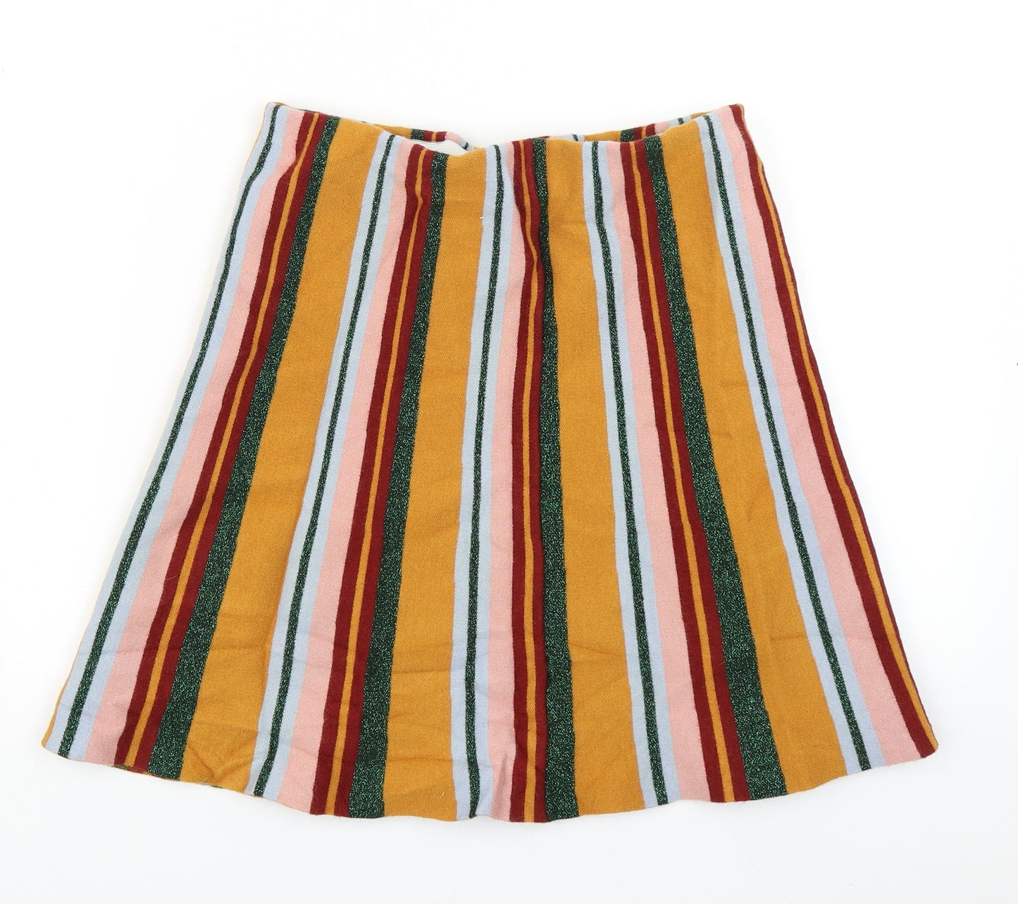 Preworn Womens Yellow Striped  A-Line Skirt Size L