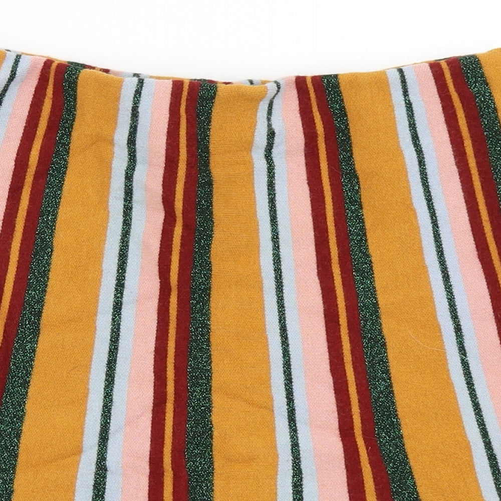 Preworn Womens Yellow Striped  A-Line Skirt Size L