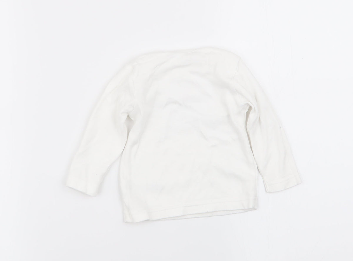 Back view of Asda George girls’ white animal print babydoll pyjama top, size 3-6, months
