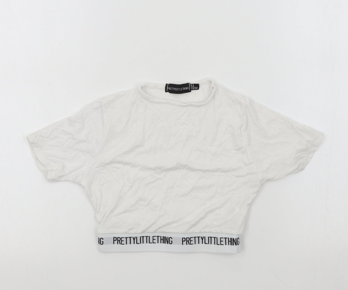 PRETTYLITTLETHING Womens Silver Colourblock  Basic T-Shirt Size 4