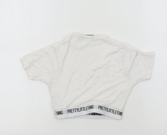 PRETTYLITTLETHING Womens Silver Colourblock  Basic T-Shirt Size 4