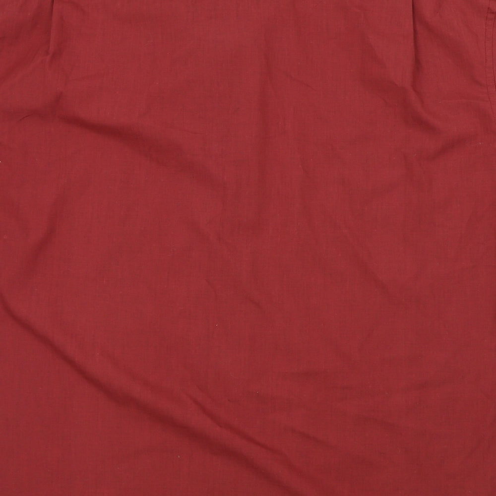 Classic Mens Red Colourblock   Button-Up Size M