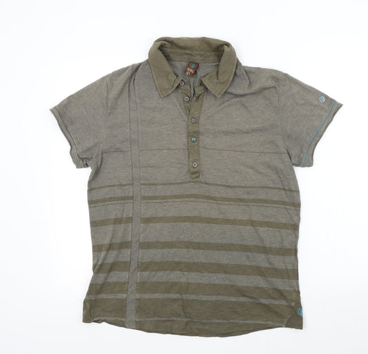 IRONMAN Mens Brown Colourblock   Polo Size L