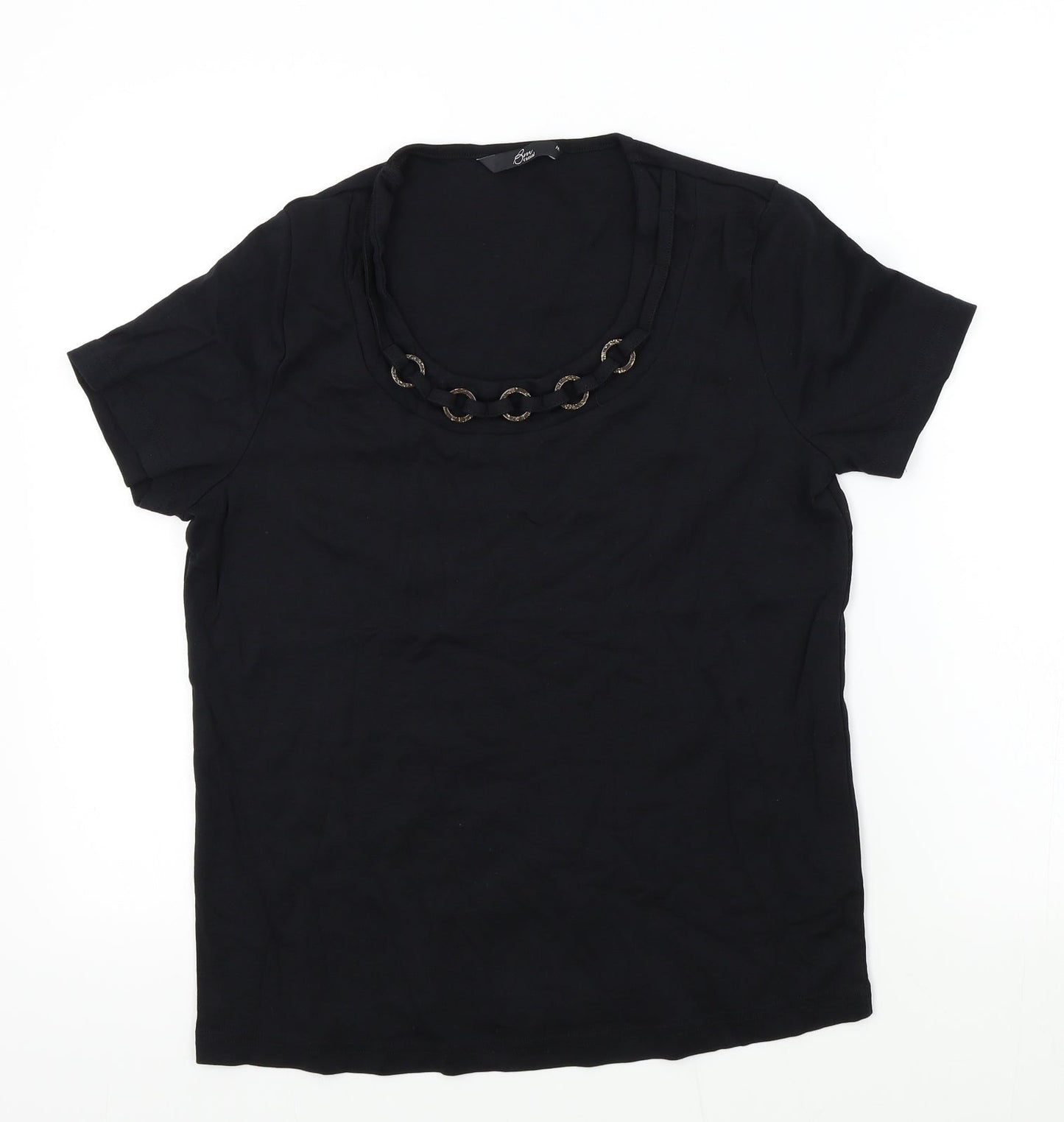 BM Womens Beige Colourblock  Basic T-Shirt Size M
