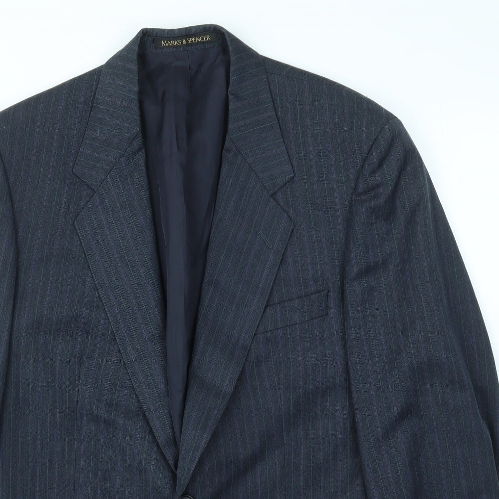 M&S Mens Blue Striped  Jacket Blazer Size 42