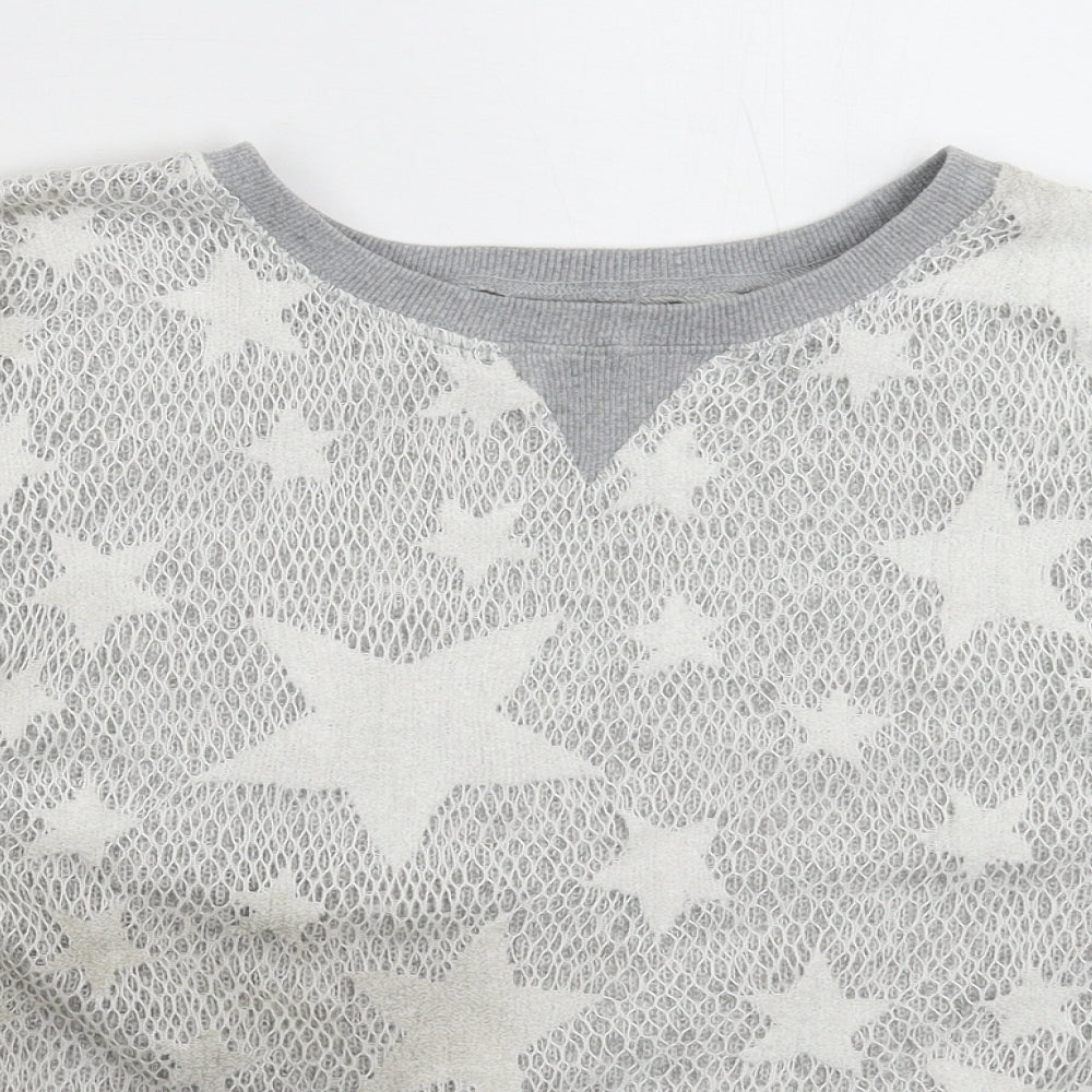 Sophyline Womens Grey Geometric  Pullover Jumper Size M