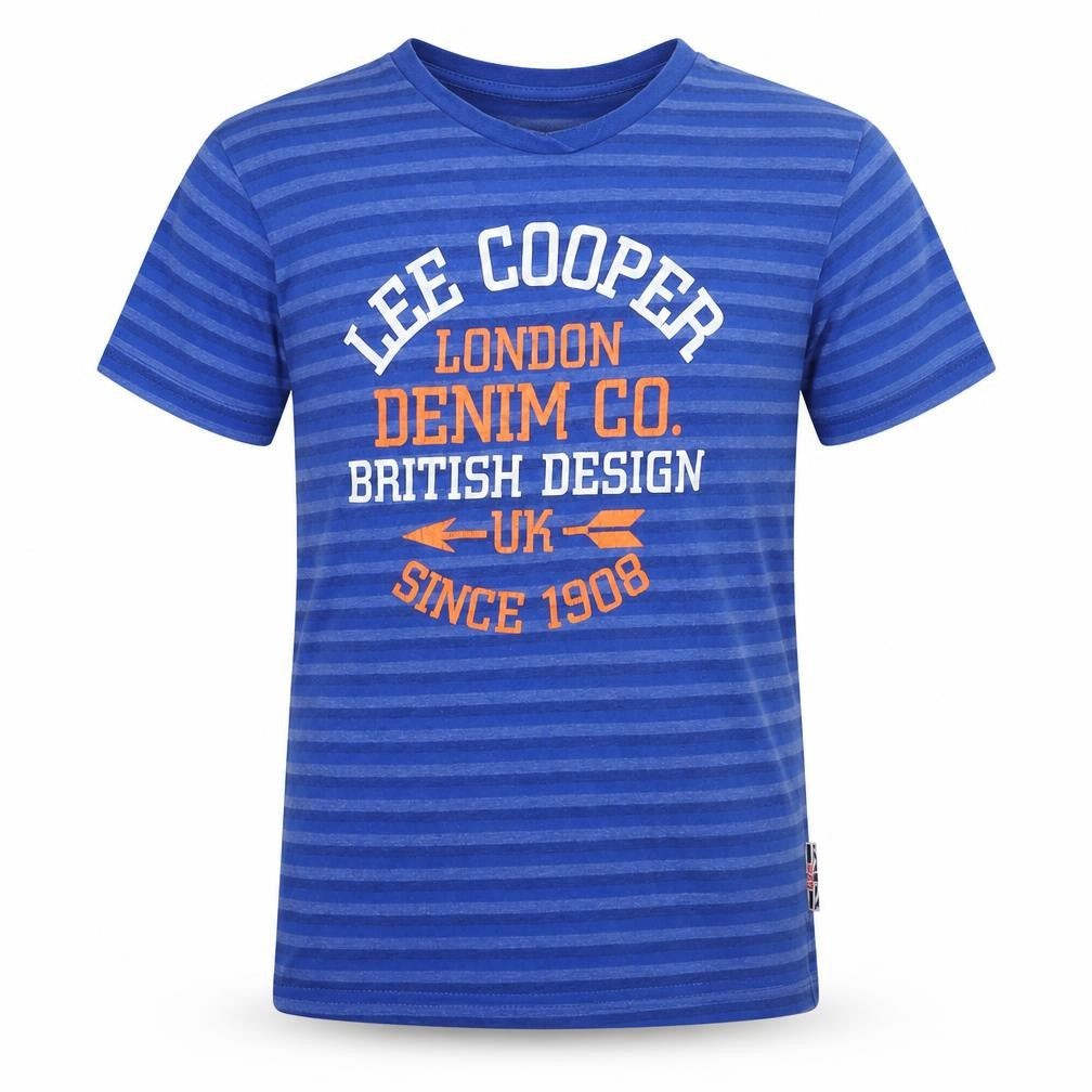 Lee Cooper Boys Blue Striped  Basic T-Shirt Size 7-8 Years