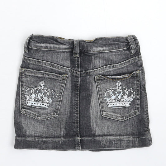 Preworn Girls Grey  Denim Mini Skirt Size 6 Years