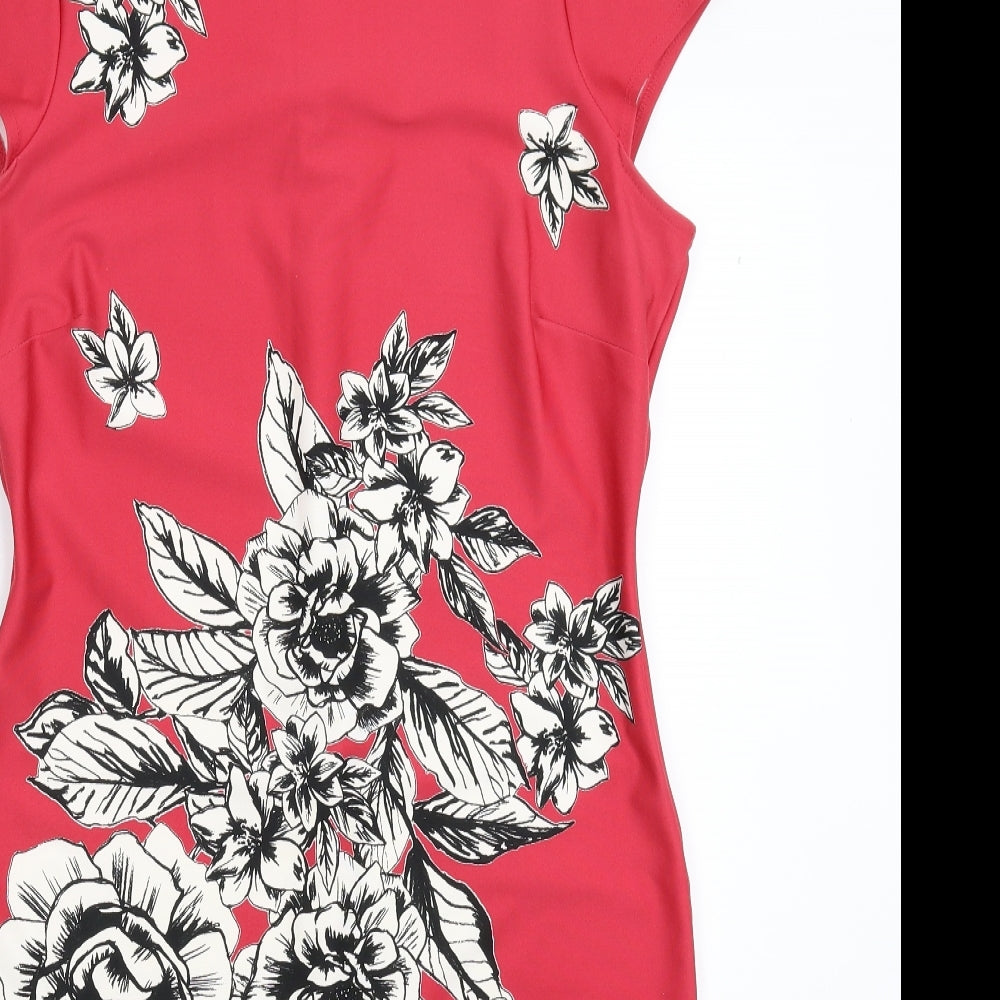 M&Co Womens Pink Floral  Bodycon  Size 12