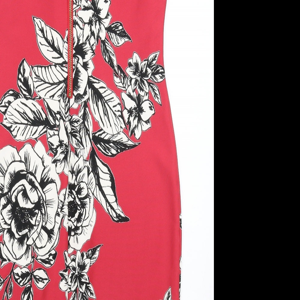 M&Co Womens Pink Floral  Bodycon  Size 12