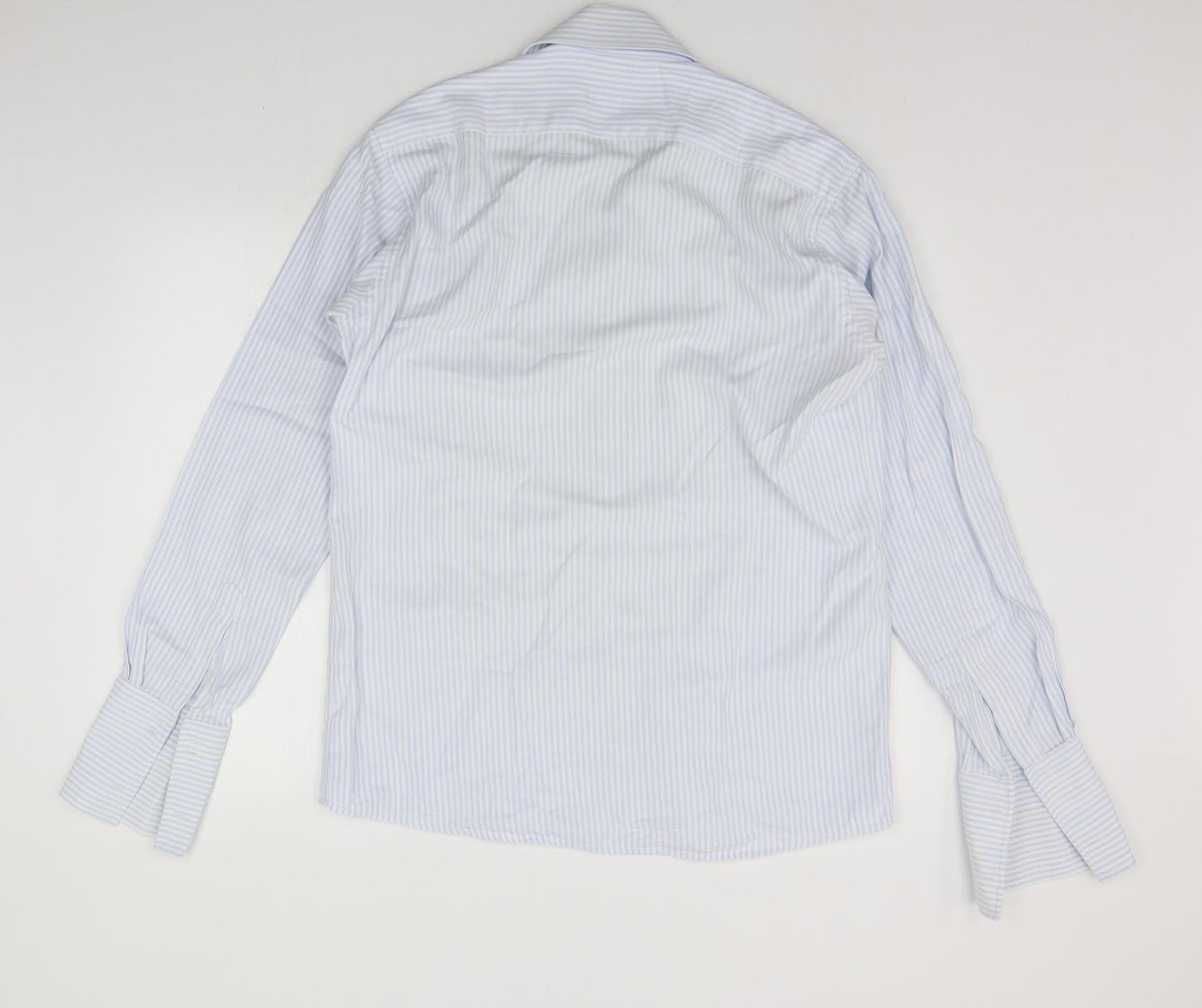 Haines & Bonner Mens Blue Striped   Button-Up Size 16.5