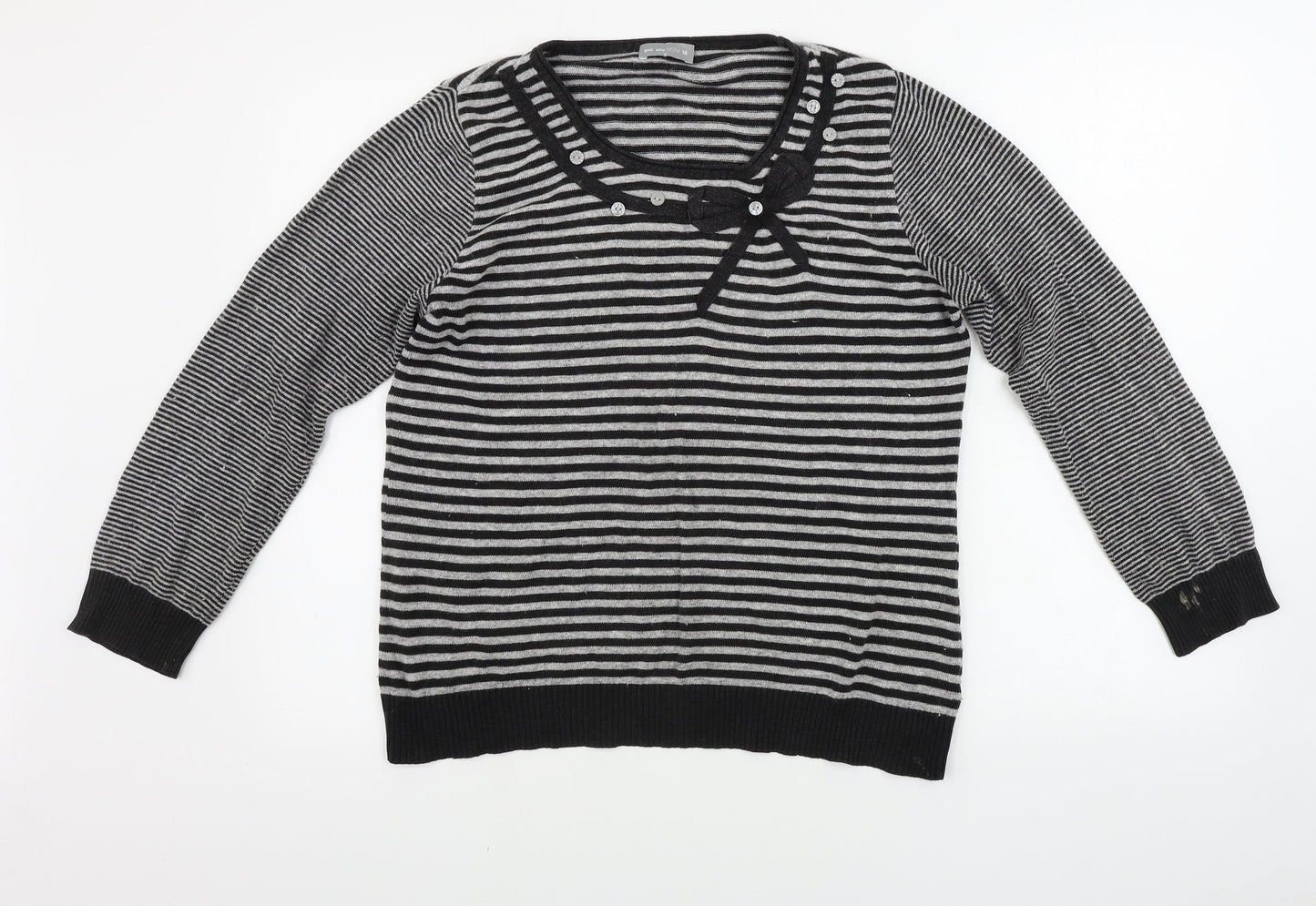 Marks and Spencer  Womens Grey Striped  Pullover Jumper Size 16
