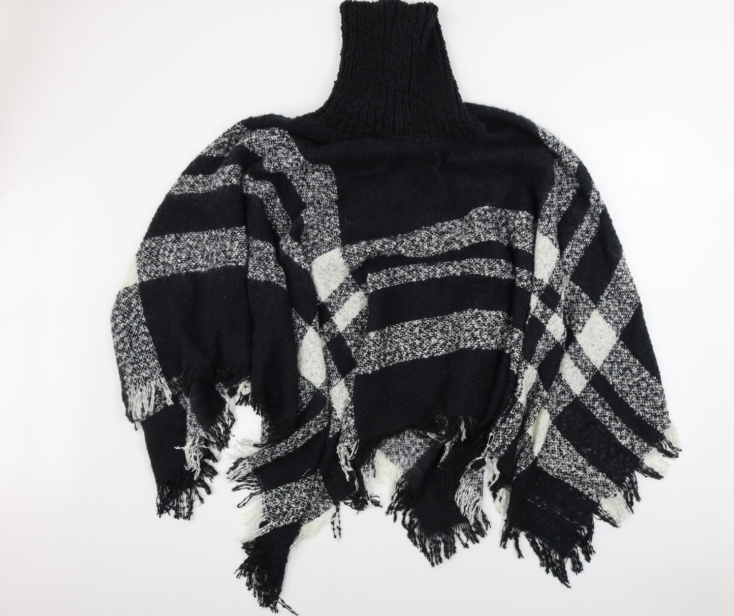 Studio Womens Black Check  Wrap Jumper One Size