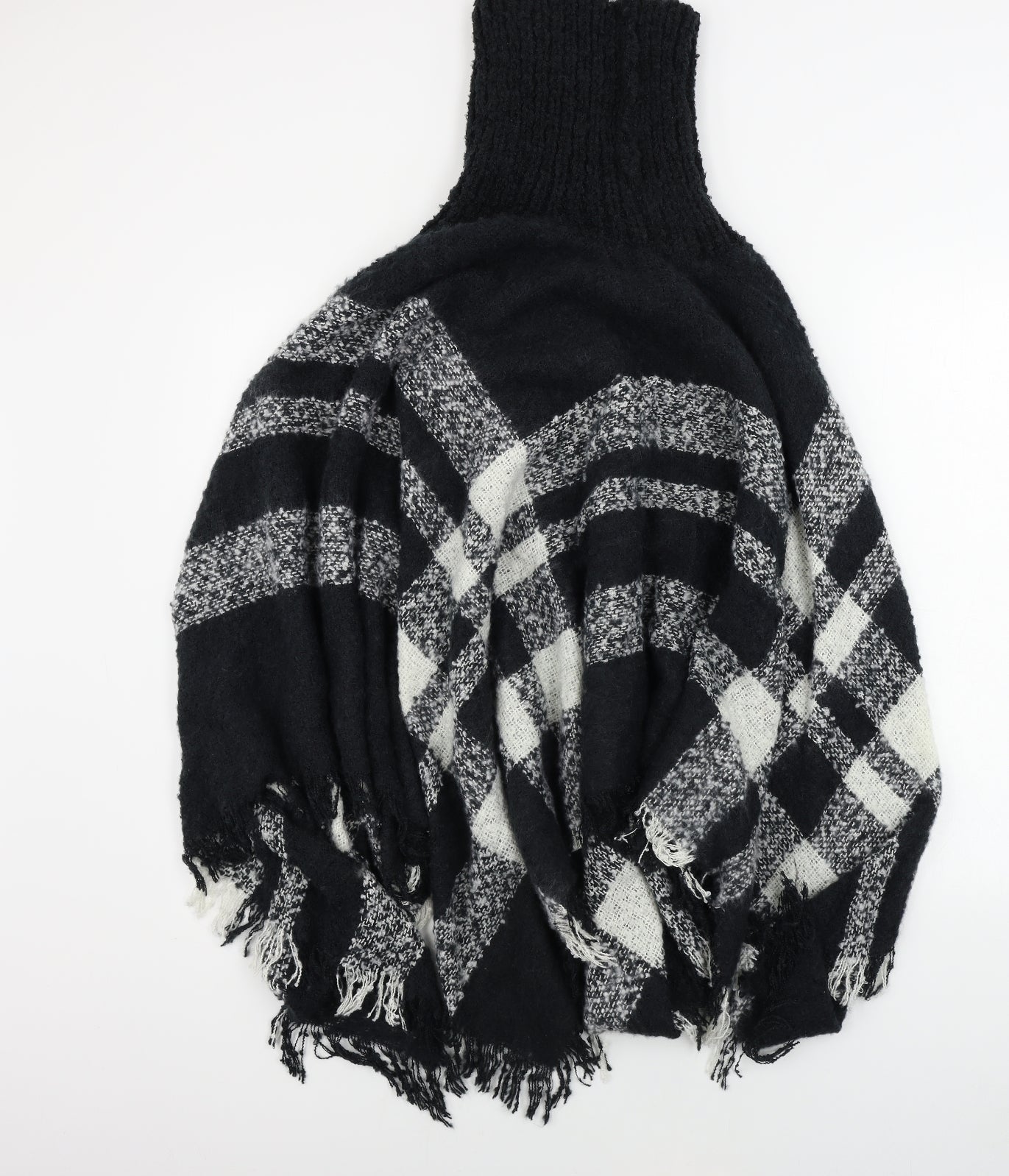 Studio Womens Black Check  Wrap Jumper One Size