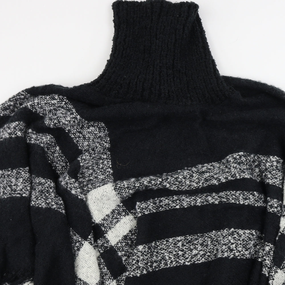 Studio Womens Black Check  Wrap Jumper One Size