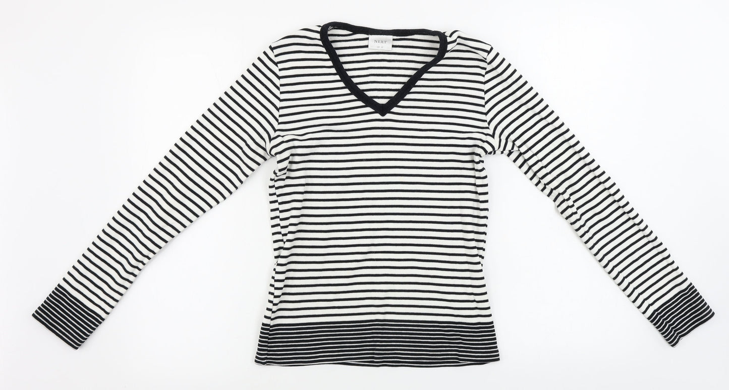 NEXT Womens White Striped  Pullover Jumper Size 12