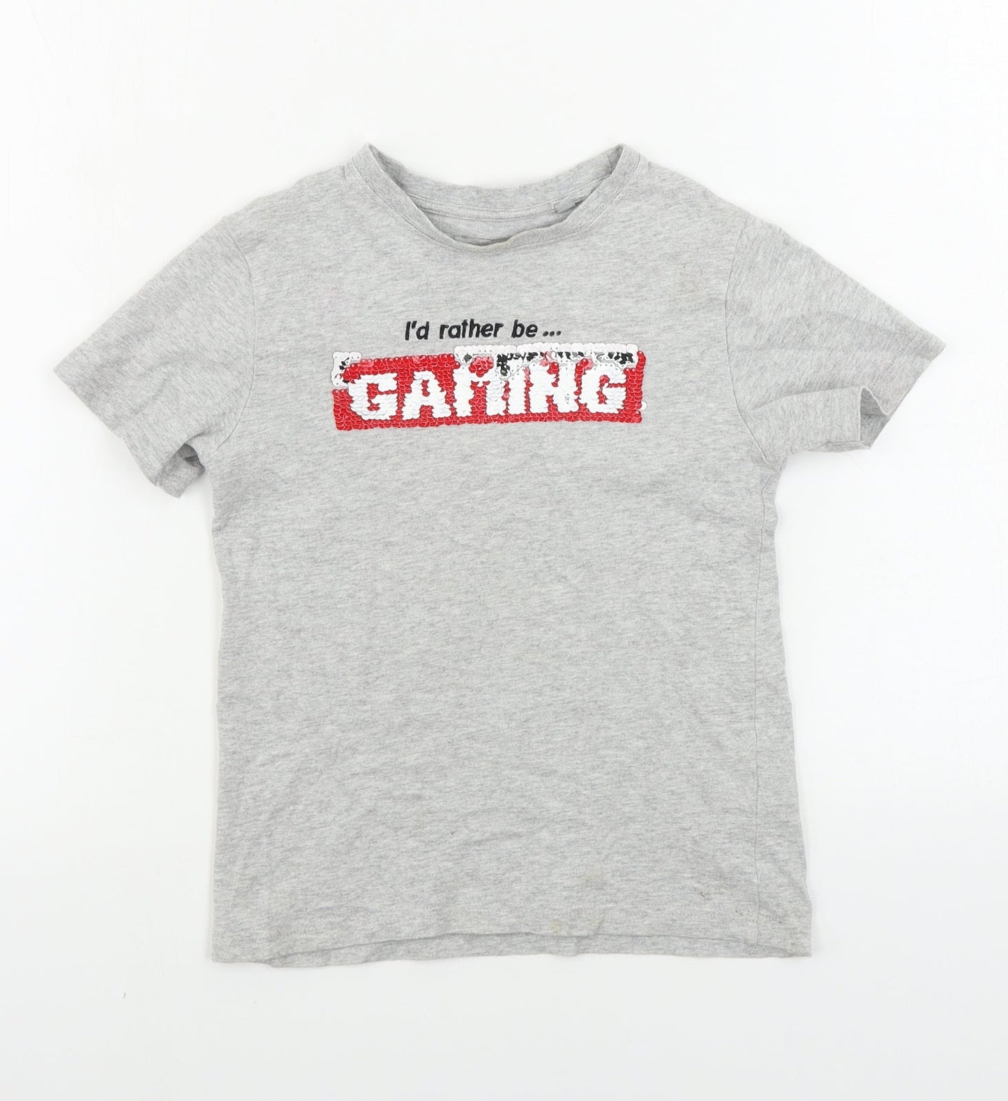 NEXT Boys Grey   Basic T-Shirt Size 6 Years  - sequin detail