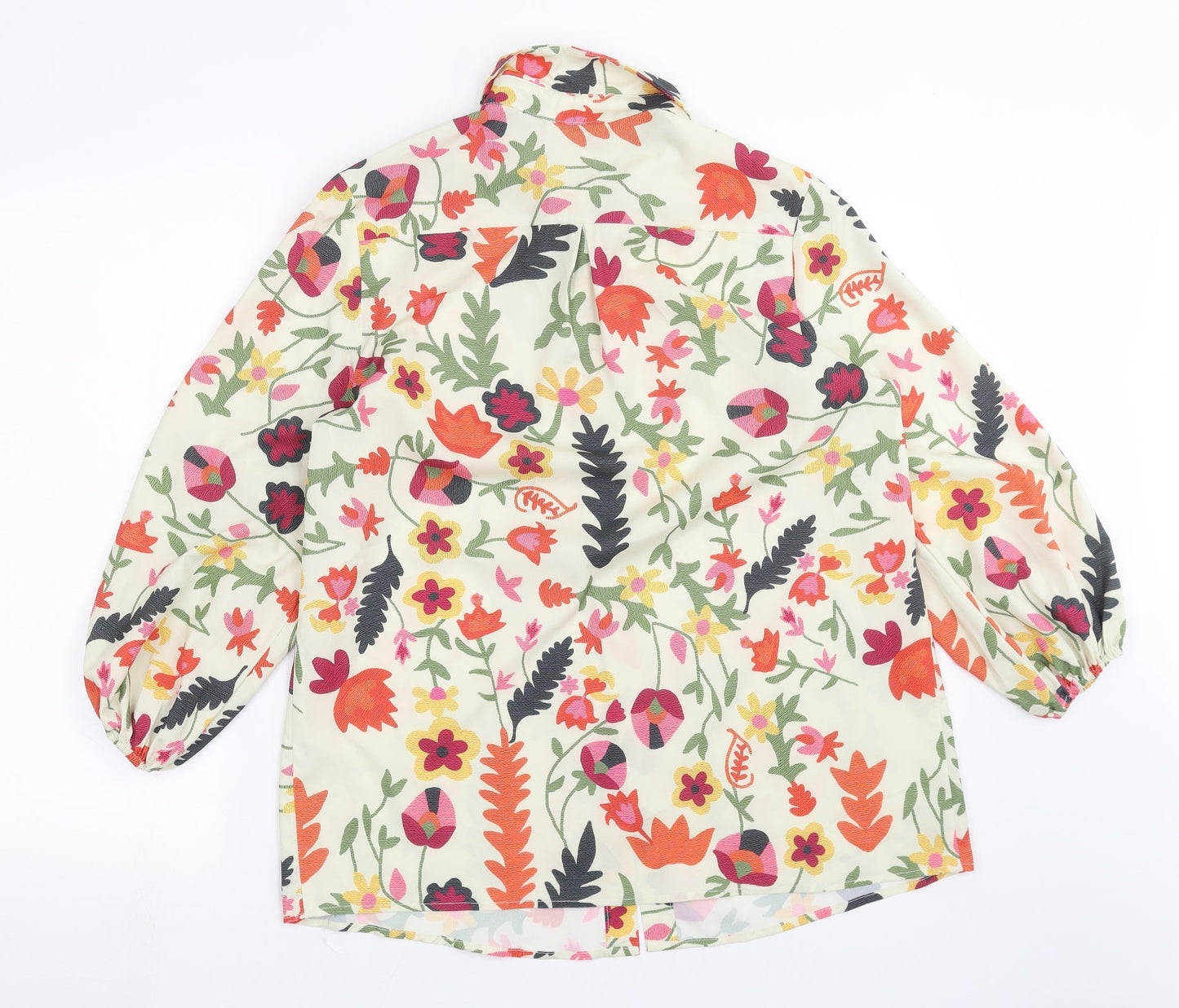 SHEILAY Womens Green Floral  Basic Blouse Size S