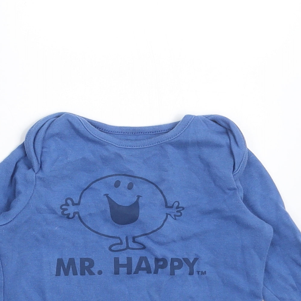 Preworn Baby Blue   Basic T-Shirt Size 6-9 Months  - Mr happy