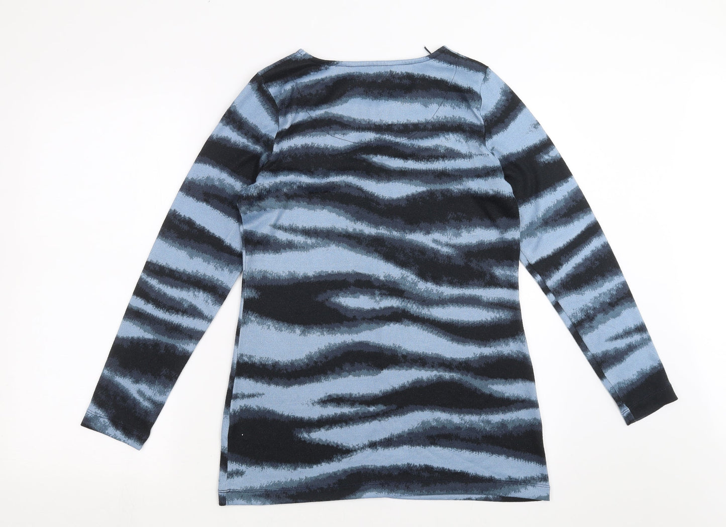 Love Leisure Womens Blue Geometric Knit Pullover Jumper Size 10
