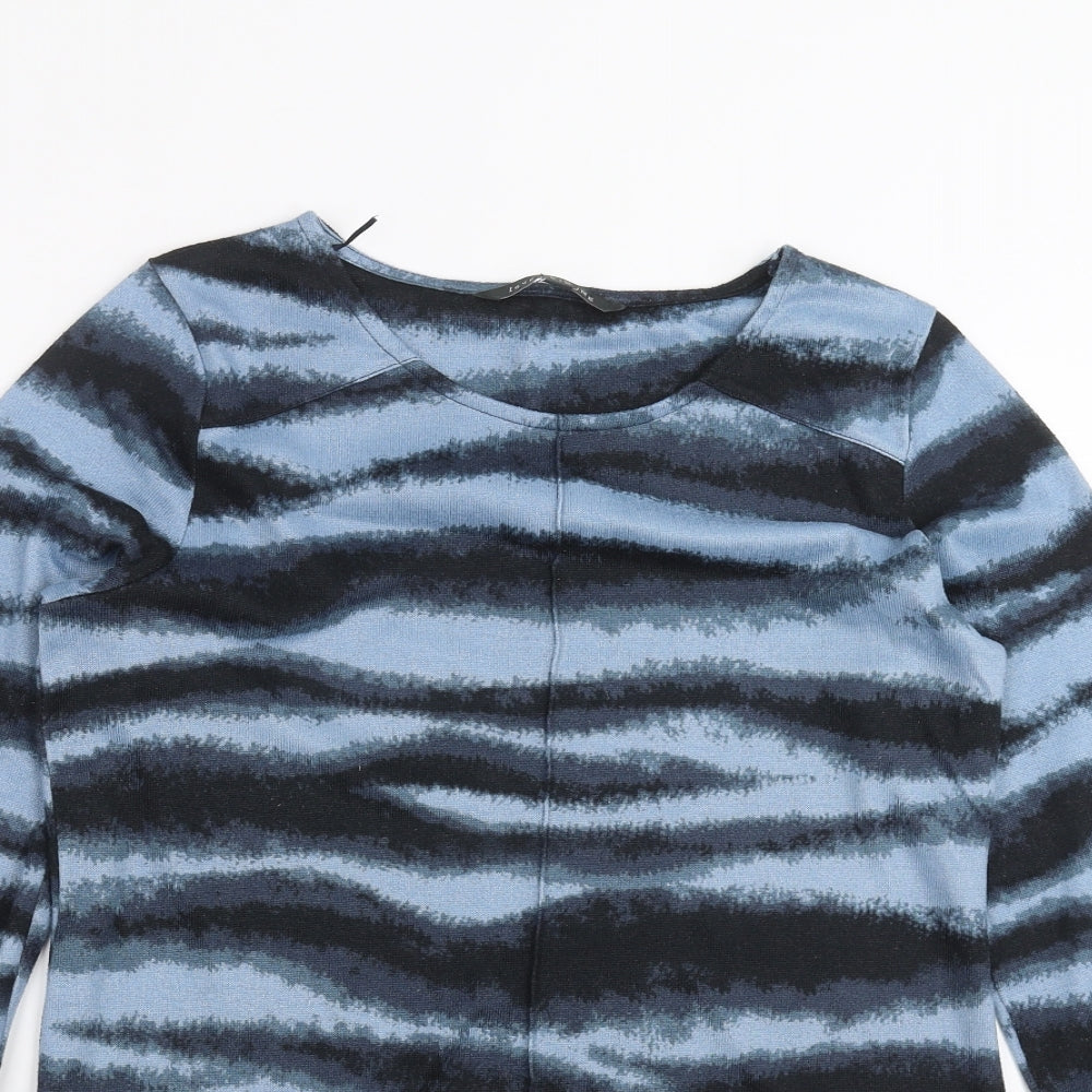Love Leisure Womens Blue Geometric Knit Pullover Jumper Size 10