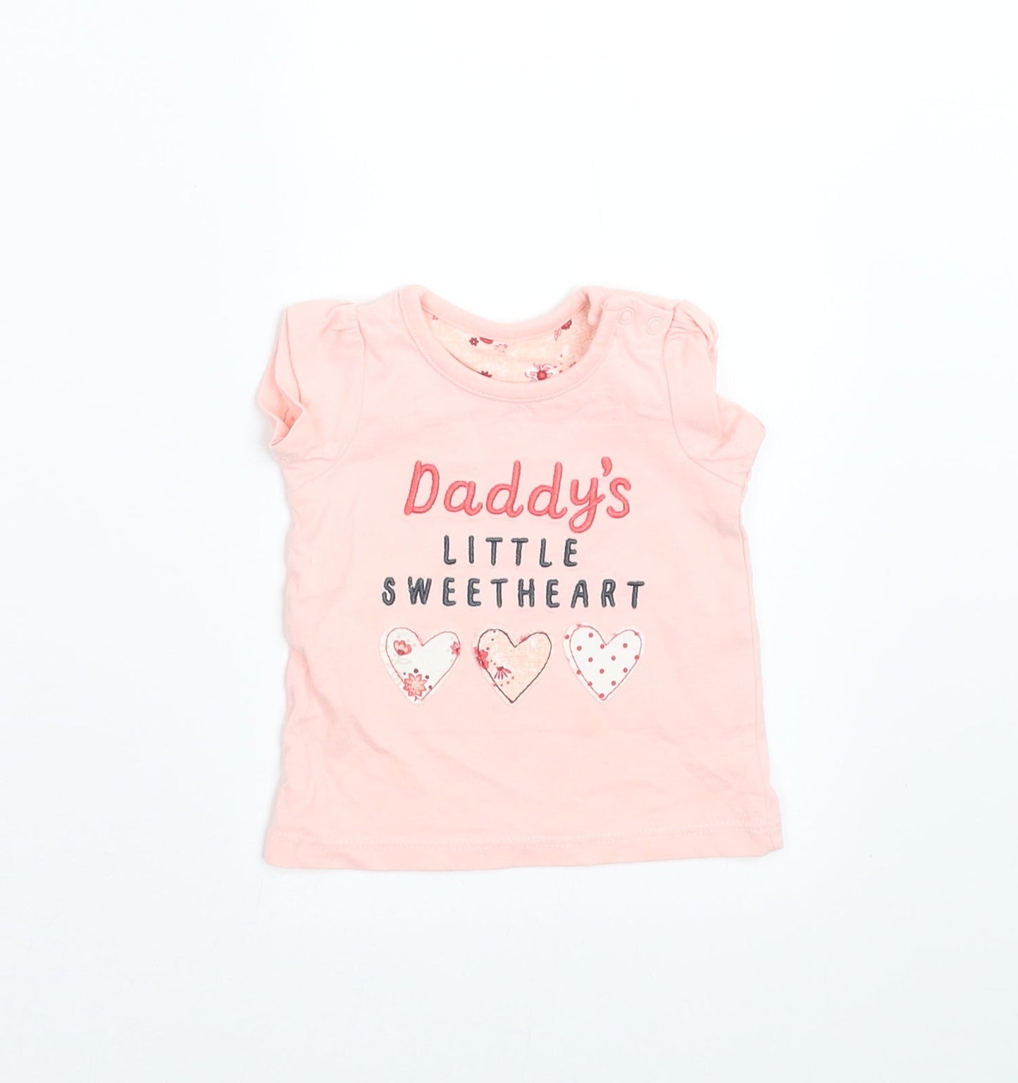 Nutmeg Girls Pink   Basic T-Shirt Size Newborn  - hearts