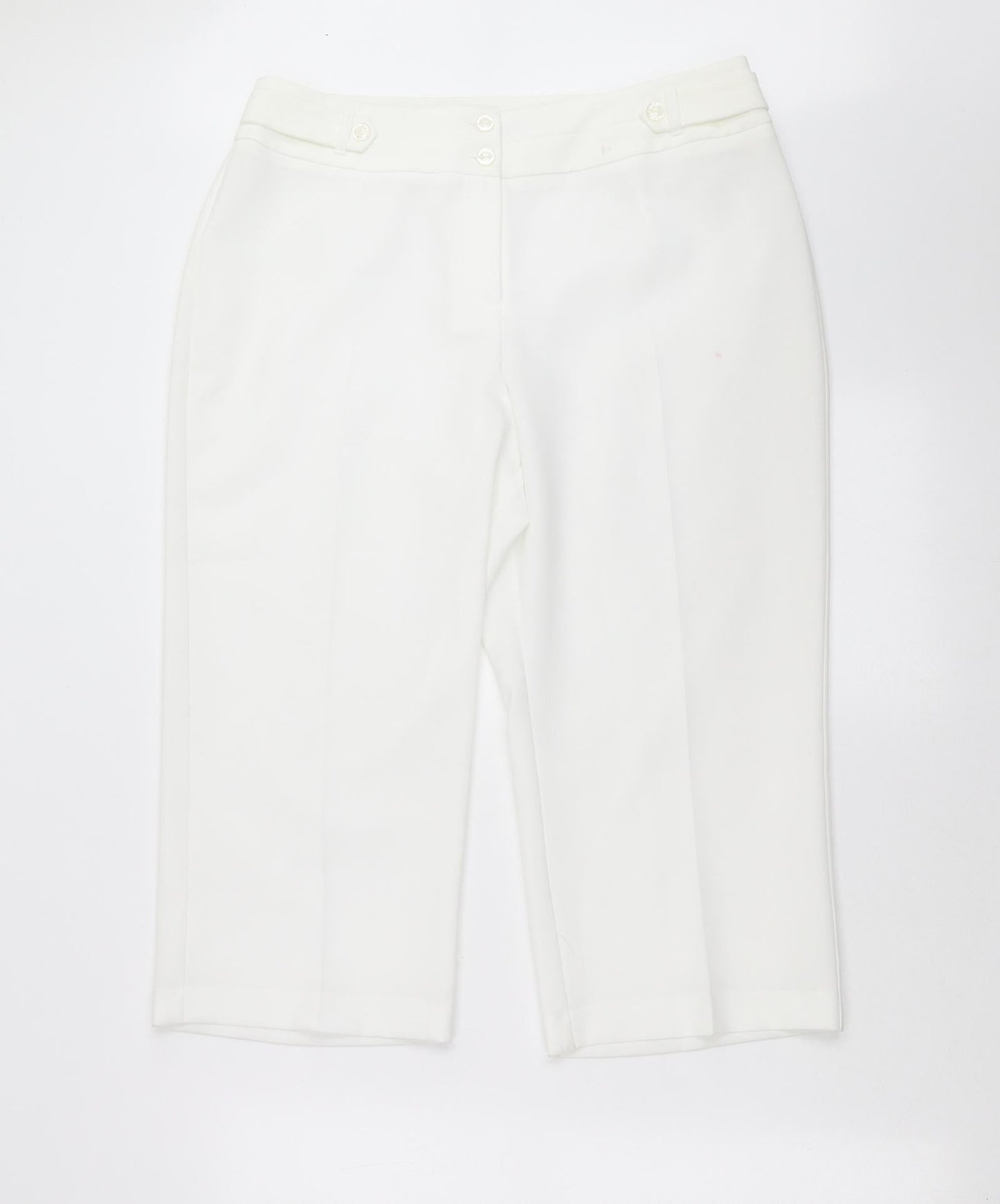 BM Womens White   Cropped Trousers Size 14 L20 in