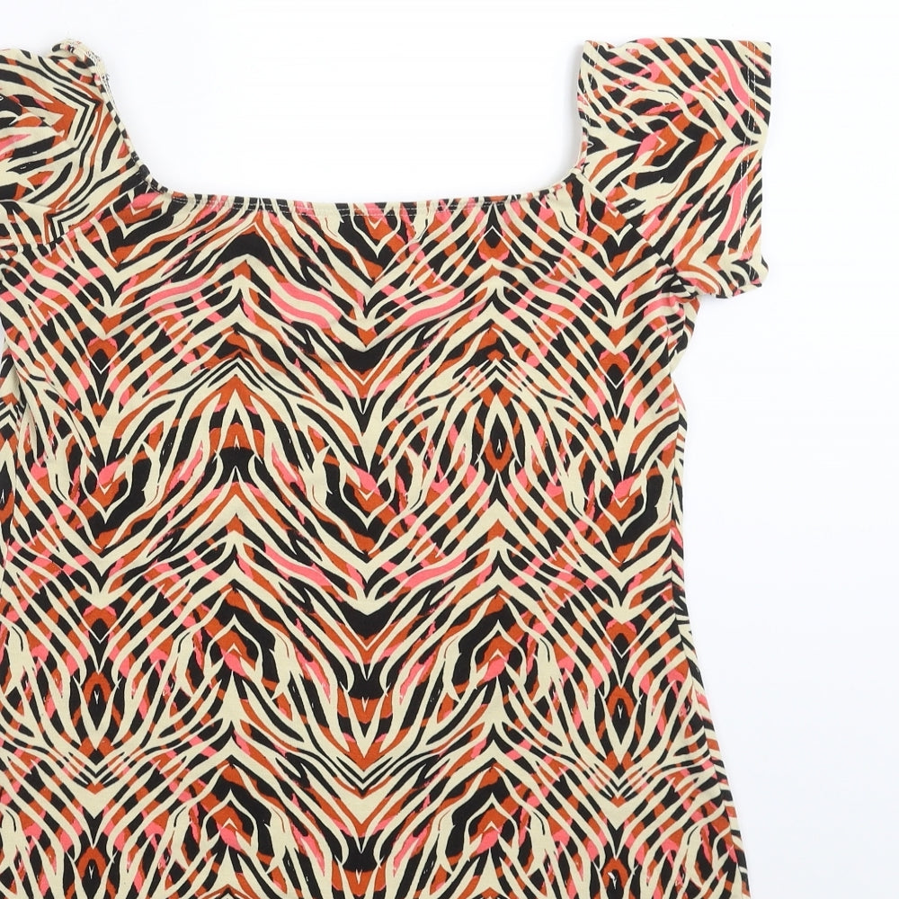 Dorothy Perkins Womens Multicoloured Geometric  Basic T-Shirt Size 12
